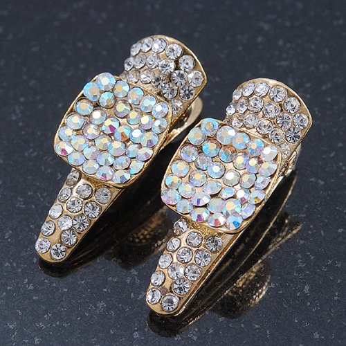 Miniatura 5 de 2 clips pequeños chapados en oro transparente y AB Crystal para el picoclips de Concord - 1.378 in de longitud