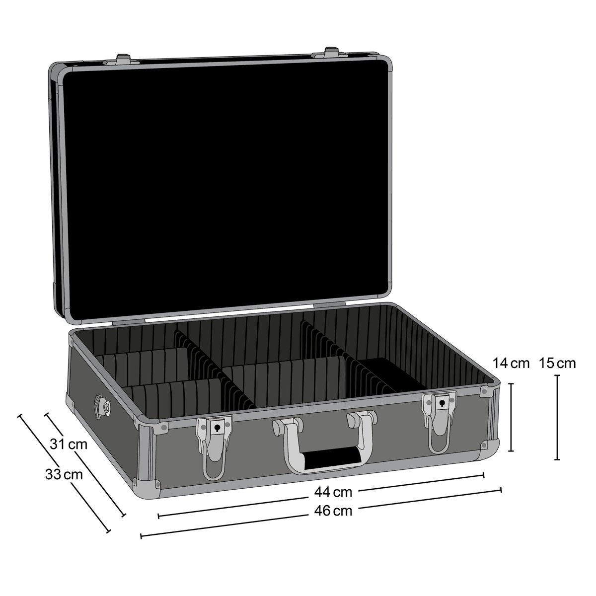 Mantona Valise Photo Basic M avec Mousse Argent Aluminium, verrouillable