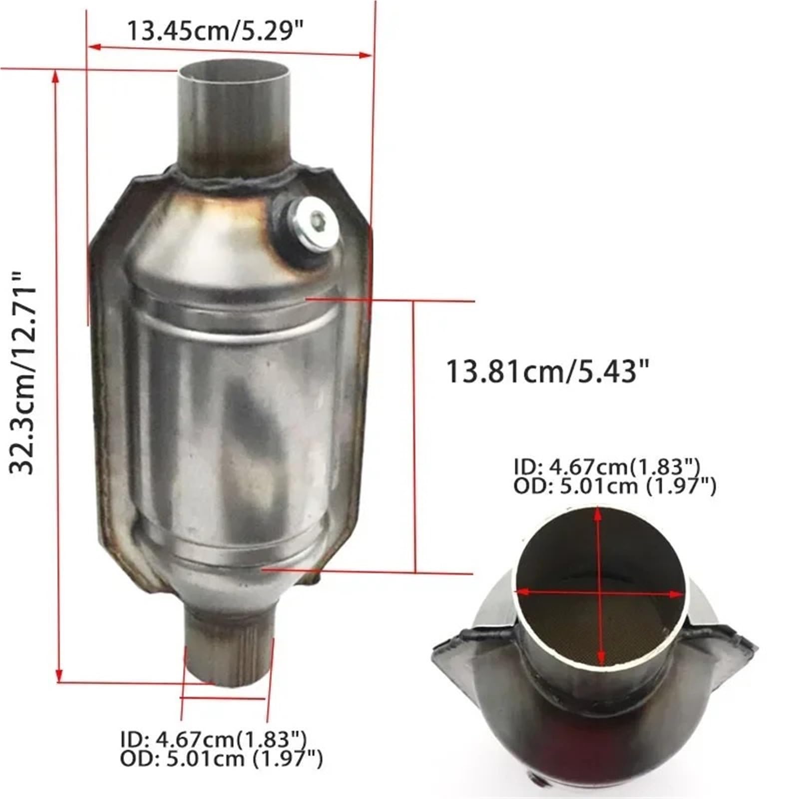 Katalizator filtr Uniwersalny katalizator 2'' 2,25'' 2,5'' 3" 400 ogniw Tłumik o wysokim przepływie Euro 1 Okrągły Stal nierdzewna | EURO 1 - 2 inch