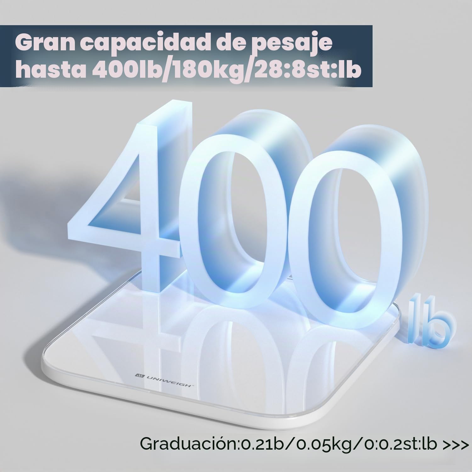 UNIWEIGH Paquete de cocina y baño- Báscula digital de alimentos gramos11lb,Báscula delgada de peso corporal 400lb,Cristal templado,Pantalla LCD con botón táctil,Medición precisa del peso,blanco.