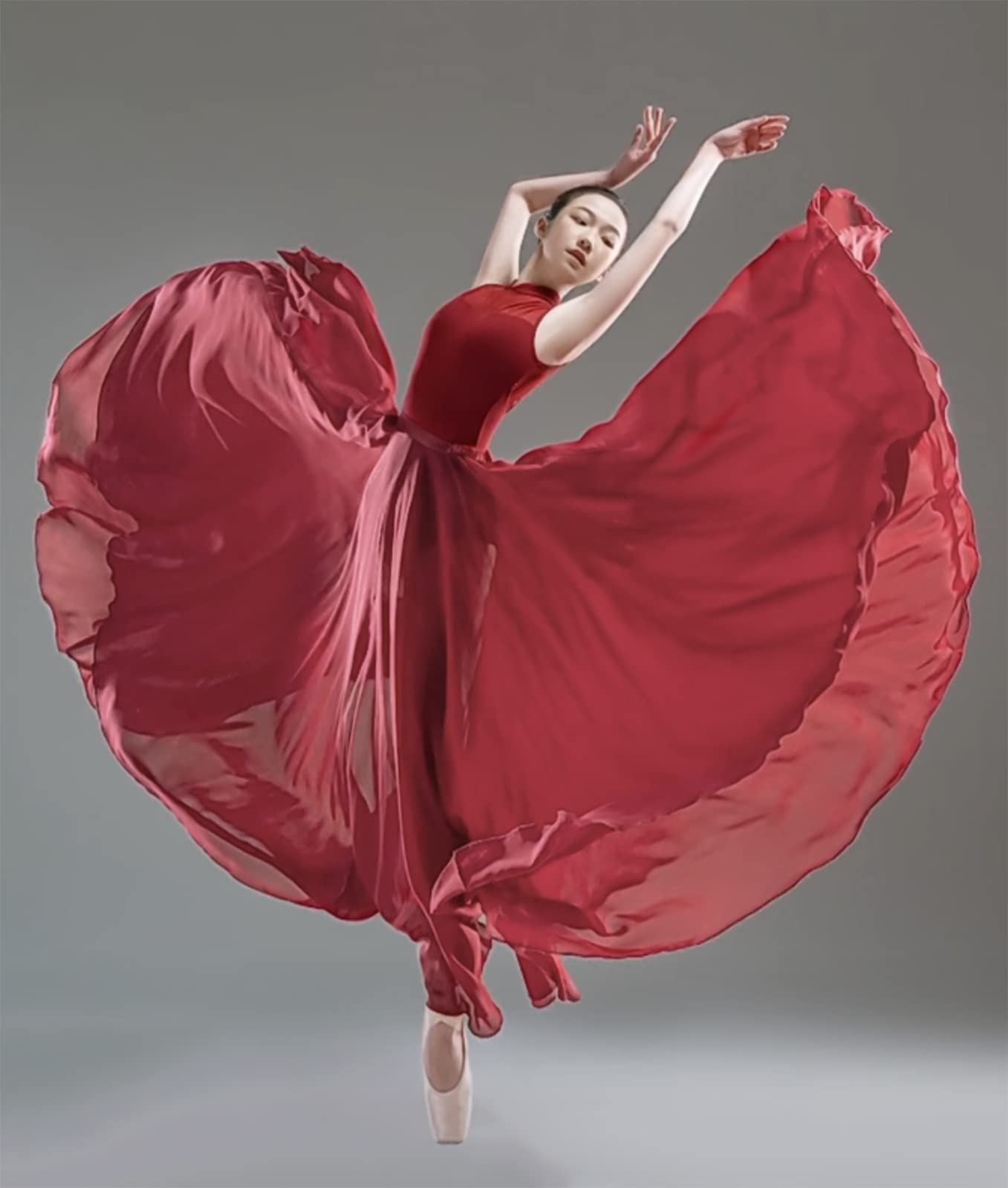 Z&X Lyrical Tanzrock für Damen, Chiffon, lang, schwingend, durchsichtig, Wickelröcke für moderne Ballettaufführungen