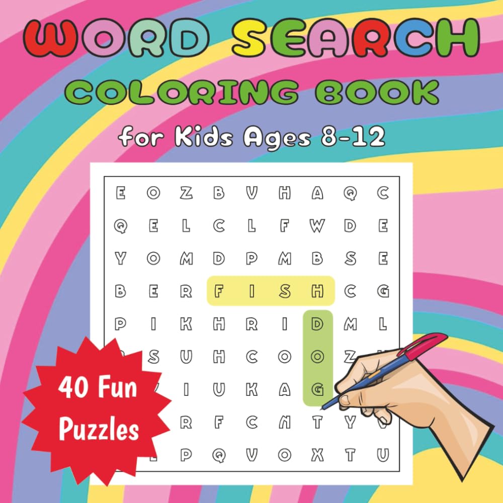 Word Search Coloring Book: A Word Search Coloring Book for Kids ages 8-12