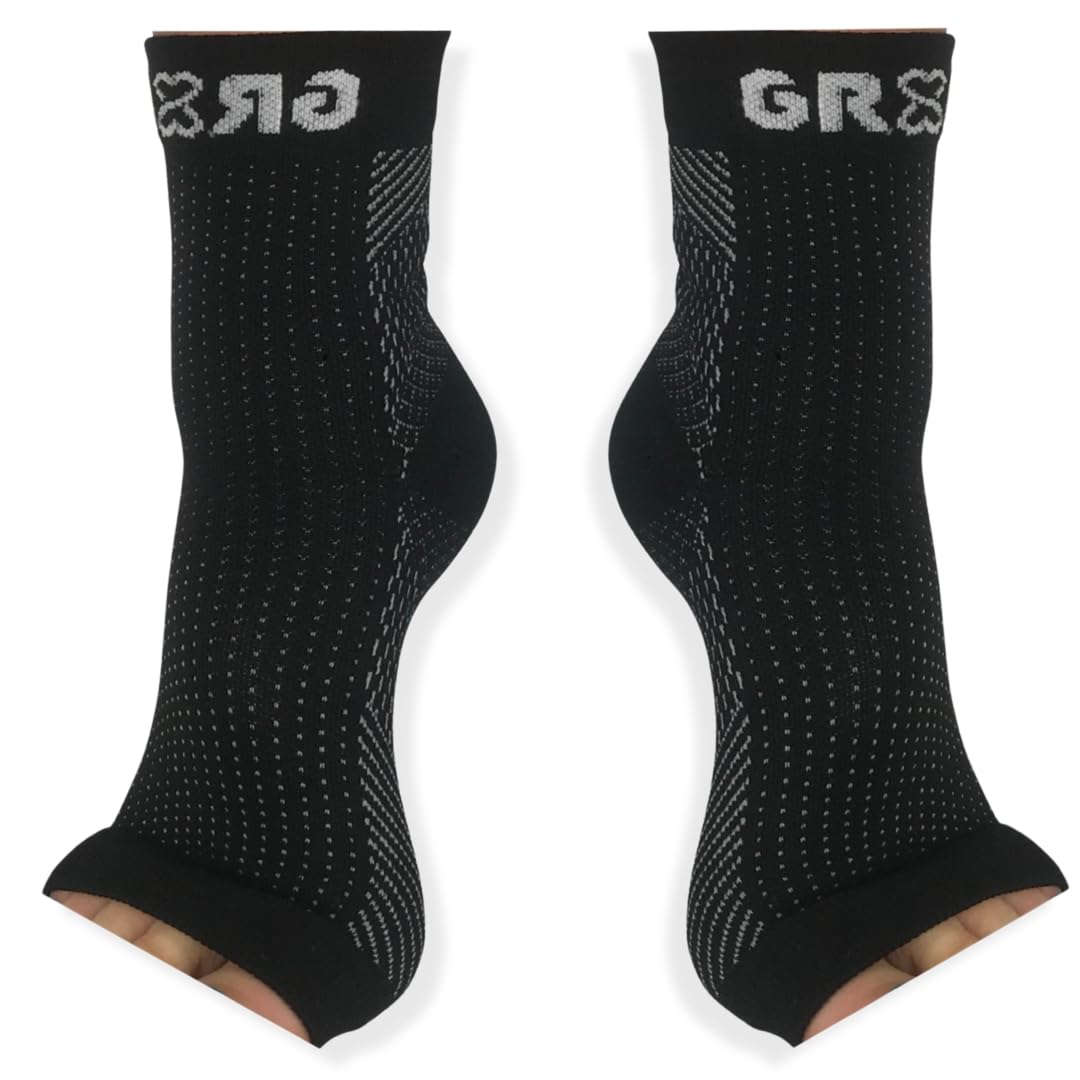 gr8ful® Plantar Fasciitis Socks & Support Sleeves for Men & Women – Compression Foot & Arch Support for Heel Pain, Achilles, Running & All-Day Comfort – 1 Pair Black L/XL