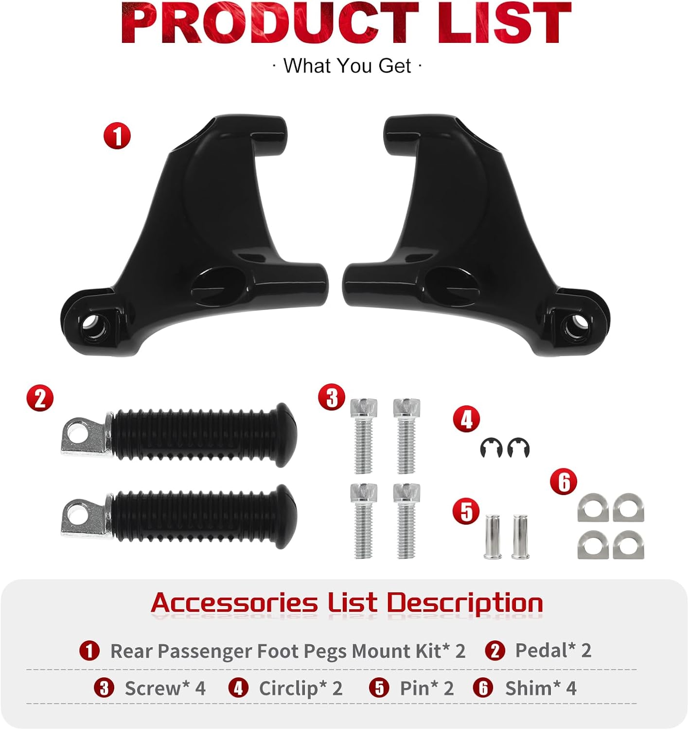 Motorcycle Passenger Foot Pegs Rear Footrests Mount Kit Pedal Fit For Harley Sportster XL 1200 883 72 48 Iron Forty Eight Seventy Two SuperLow 2004-2013 (For 2004-2013)