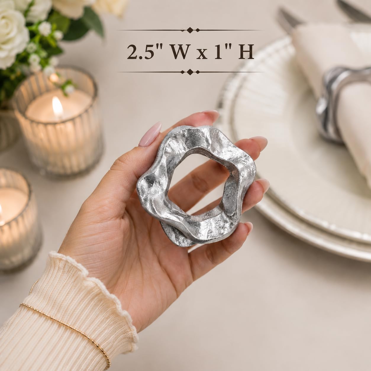 Set di 8 portatovaglioli moderni in alluminio, decorazione da tavolo in metallo leggero, porta tovaglioli da pranzo contemporaneo e pulito, antiruggine ed elegante, per la decorazione della tavola