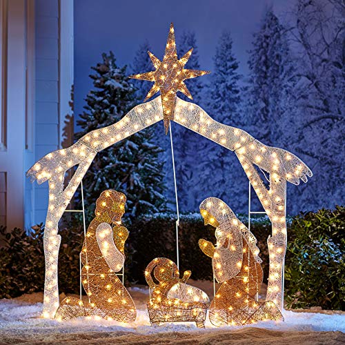 BrylaneHome Crystal Splendor Outdoor Nativity Scene, Nativity Scene