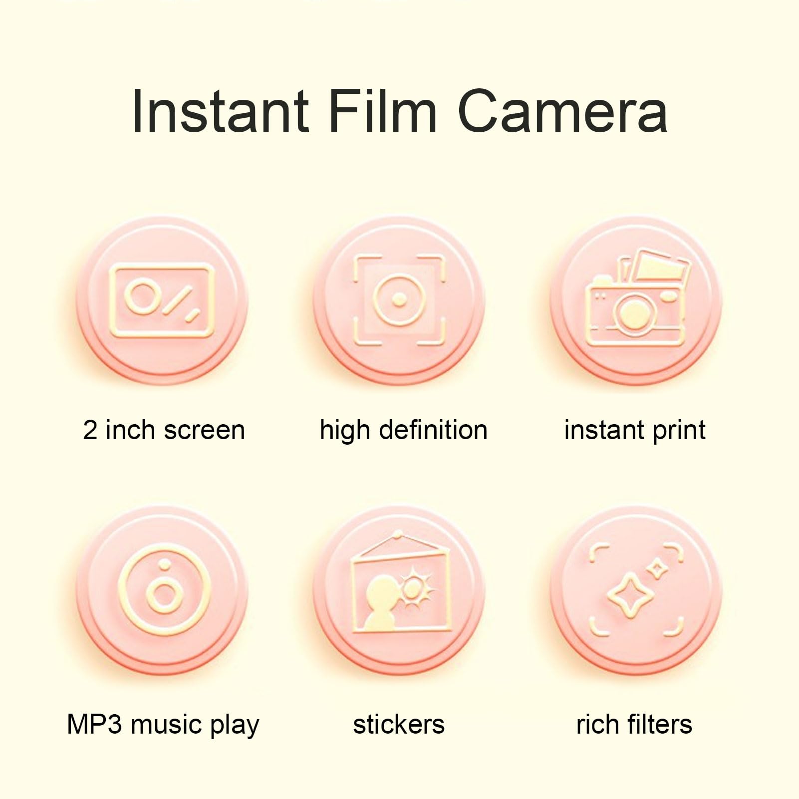 Fotocamera a Stampa Istantanea da 16 MP, Fotocamera Digitale con Schermo HD da 2 Pollici, Ricarica USB, Video 1080P, Fotocamera per Bambini con Cordino per Rotoli di Carta