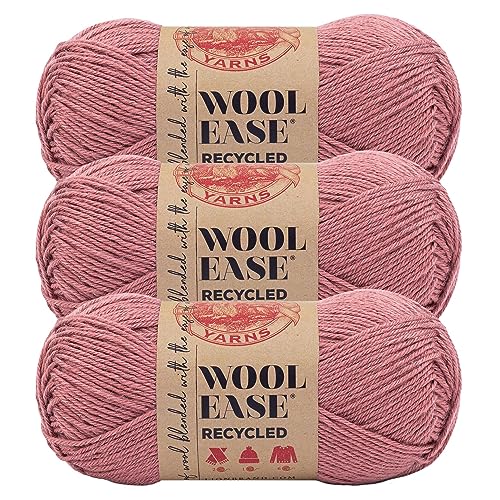 Lion Brand Yarn, Wool-Ease Recycled Crochet Yarn, Terracotta, Pink, 3 Pack