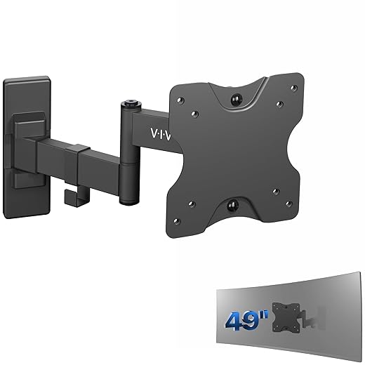 VIVO Full Motion Wall Mount for up to 27 inch LCD LED TV and Computer Monitor Screens, Tilt and Swivel Bracket with Max 100x100mm VESA, Black, MOUNT-VW01M