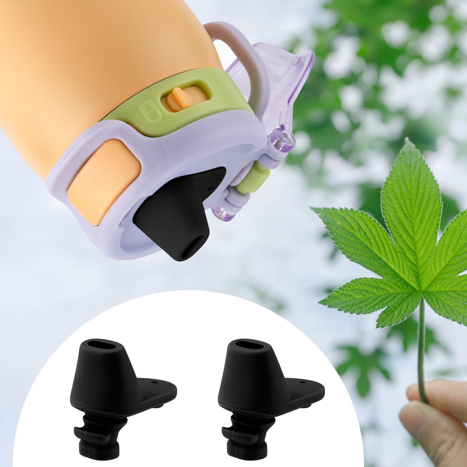 BOXOB 2pcs Spout Replacement for Ello Pop & Fill, 22oz/32oz Silicone Water Bottle Spout No BPA Water Bottle Mouthpiece Replacement Compatible with Ello Pop & Fill (Black)