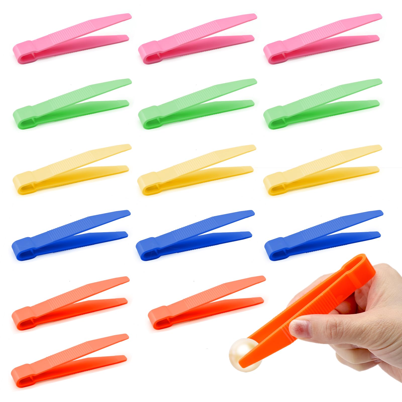 15 pinzette per bambini in plastica colorata giocattolo educativo per abilità motorie fini, perline da stirare, conteggio