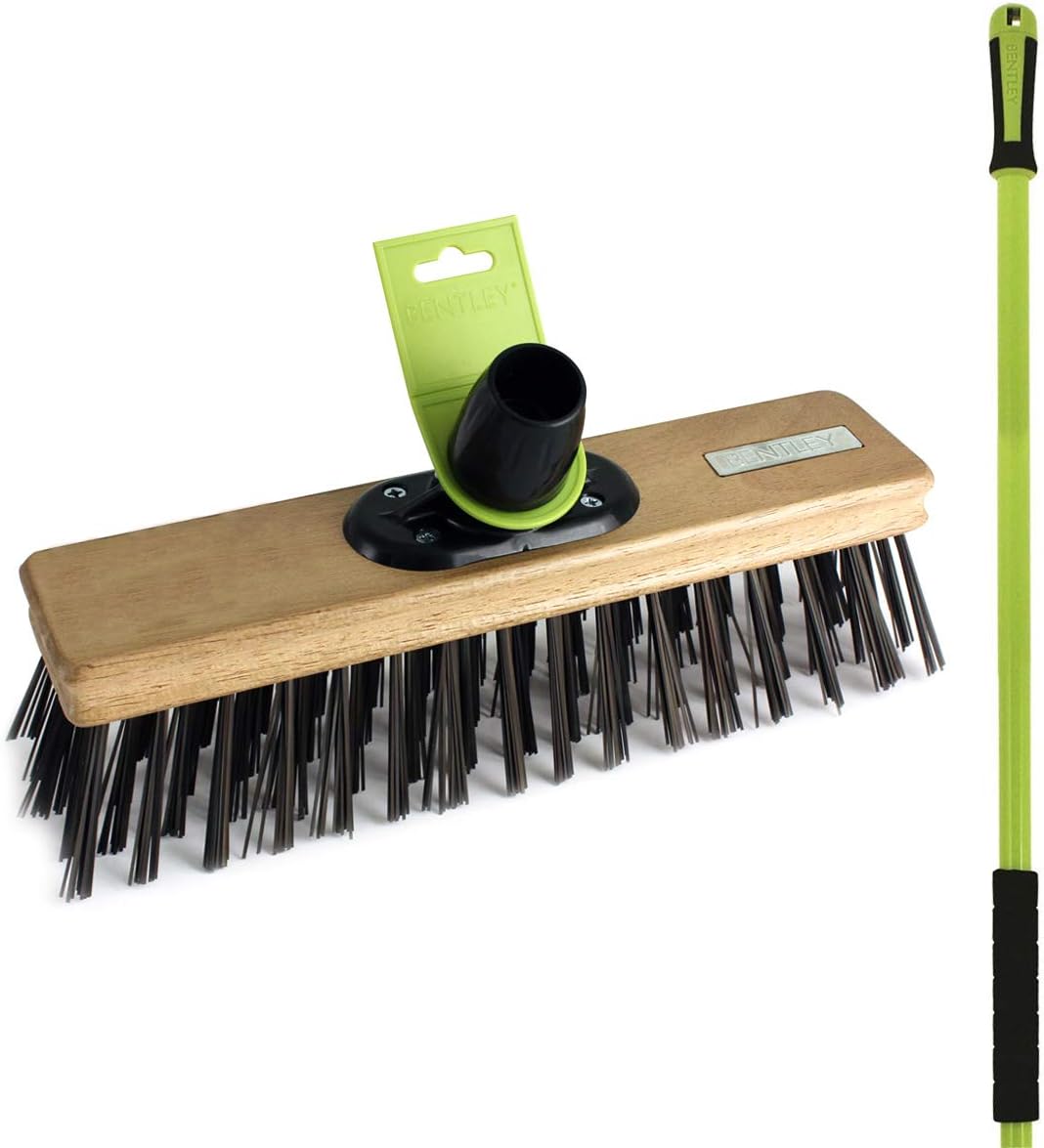 Charles Bentley Garden 12" Steel Wire Broom Sweeping Brush With Handle