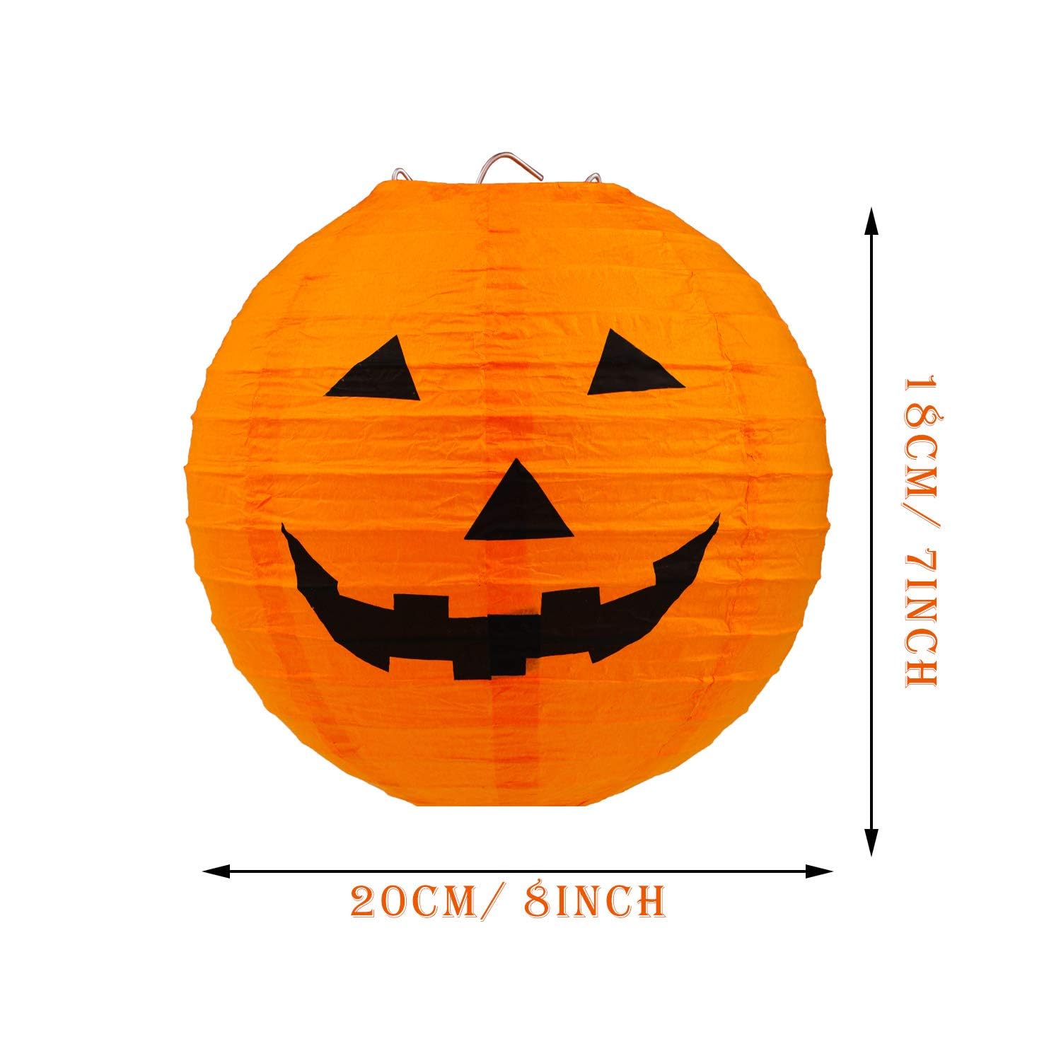 Gejoy 12pc Halloween Jack O Lantern 8inch Halloween Decorations Plastic Pumpkins Pumpkin Hanging Paper Lantern Halloween Indoor Outdoor Party Decoration Supplies