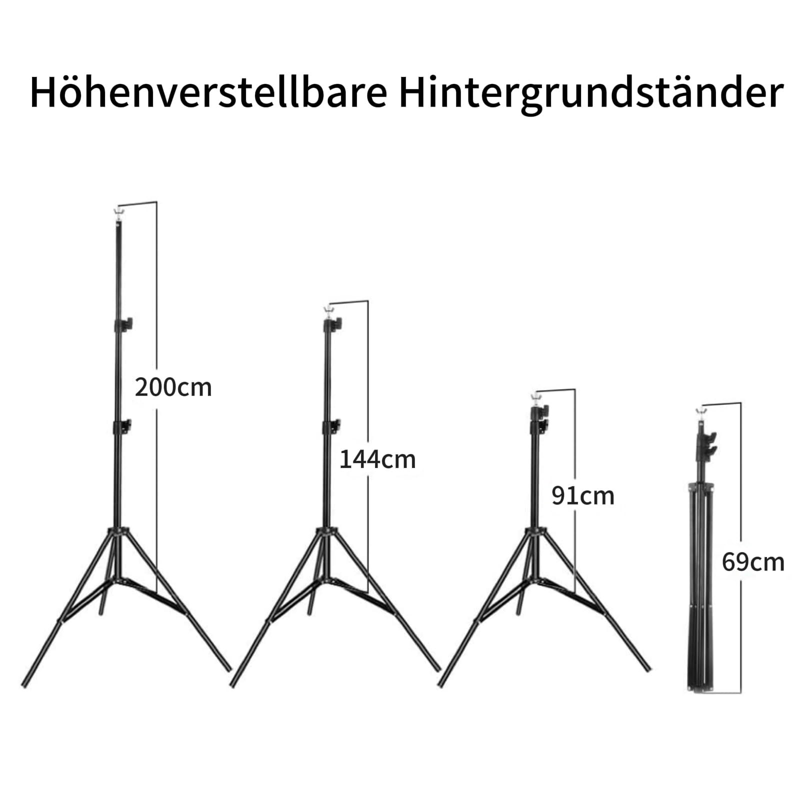 2x3m Support de Fond Photo, Support de Fond Réglable avec Base Triangulaire, 3 Pinces et 1 Sac, Réglable de 3m de Large, pour Studio, Diffusion en Direct et Mariage