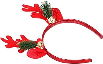 eCraftIndia Red Christmas Headband Reindeer Antlers Leaves Design Christmas Hair Band|Christmas Hair Accessories for Xmas Party|Christmas Gift for Women Kids Girls Friends|Christmas Decorations Items