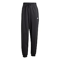 adidas Donna Essentials Small Logo French Terry Cuffed Pants, Black, White, M
