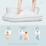 Puredown® Goose Feather Down Pillows for Sleeping, Gusseted Bed Hotel Pillows Queen Size Set of 2 with 100% Cotton Fabric
