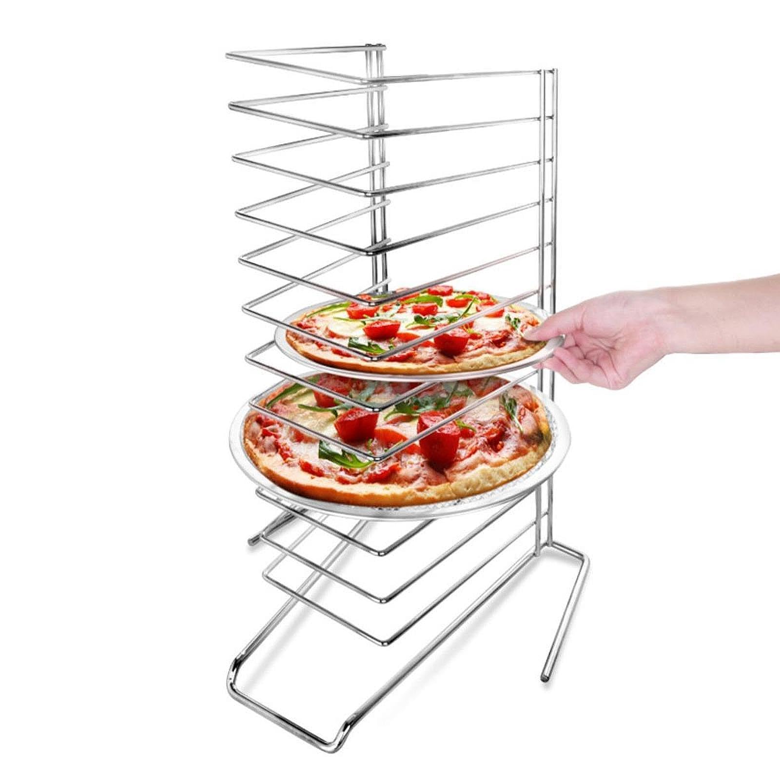 Vassoio refrigerante per pizza a 11 livelli e espositore in ferro Sto per campeggio, ristoranti, nic e catering, perfetto per arrostire e servire pizze calde
