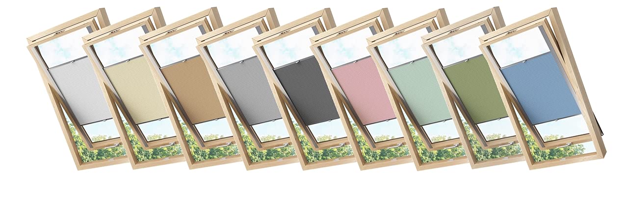 Store enrouleur occultant thermique pour fenêtre de toit - Blanc sable, cappuccino, gris clair, gris foncé, baies, vert clair, vert foncé, bleu - Convient pour Velux Fakro (114 x 118 bleu)