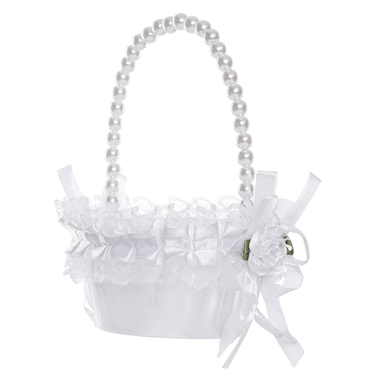 AUYXSSZ Bridal Flower Basket Wedding Basket With Handle Carrying Rose Petals And Enhancing Ceremony Aesthetics Satin Flower Wedding Party For Girl