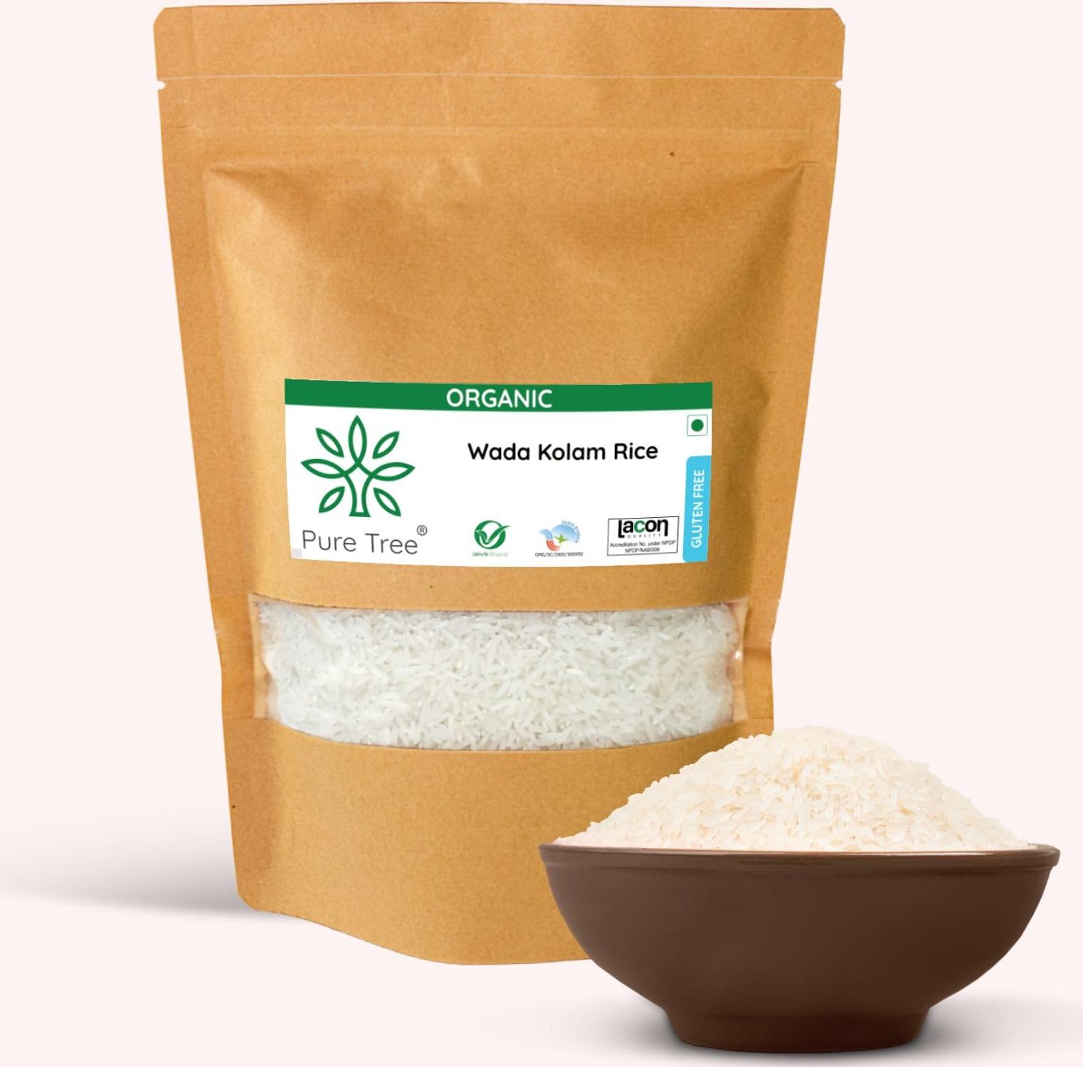 Pure Tree Certified Organic Wada Kolam Rice | 1900 g | Jhini Rice | Zini Rice | White Rice | Organic Rice | Gluten Free Rice | Kolam Rice Raw | Low Glycemic Rice (B0BBW2N51D) Amazon Price History, Amazon Price Tracker
