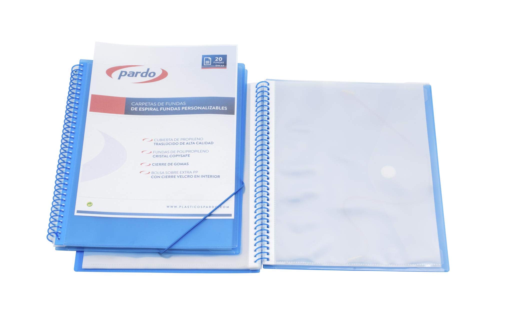 Pardo 843003 - Folder 30 Spiral Covers with PP Rubbers, Blue