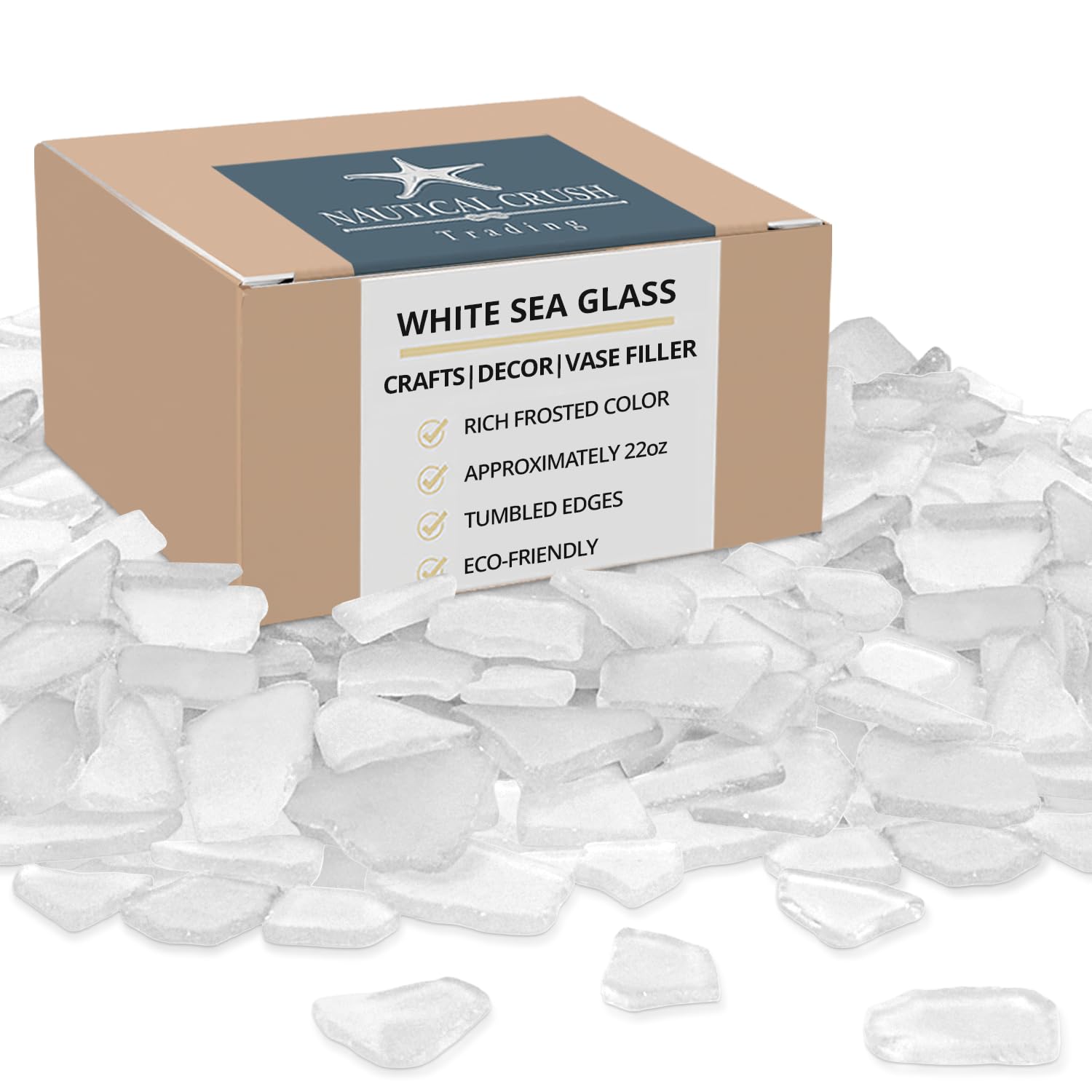 Nautical Crush Trading Vidrio del mar | Esmerilado Coloreado Blanco Mar Mezcla de Vidrio | 24 onzas de Cristal del mar para la decoración y artesanía | Además Gratuito náutico Ebook por Joseph Rains