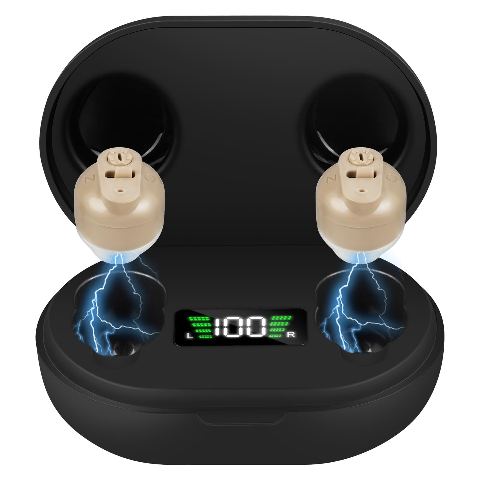 Aolso Dispositivo Recargable, Estación de Carga USB, Caja de Almacenamiento, Ajuste Ergonómico, Auriculares Inalámbricos, Tono de piel-1Par