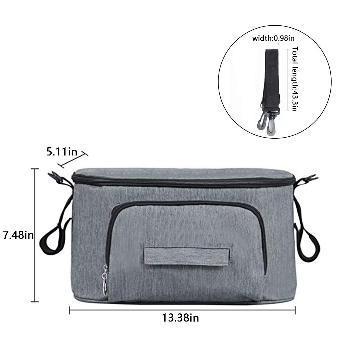 Borsa per Passeggino Universale Portaoggetti, Organizer per passeggino, Neonati Borsa Organizer, Borsa Passeggino Organizer con velcro, impermeabile, per Trasportare Biberon,Pannolini e Giocattoli