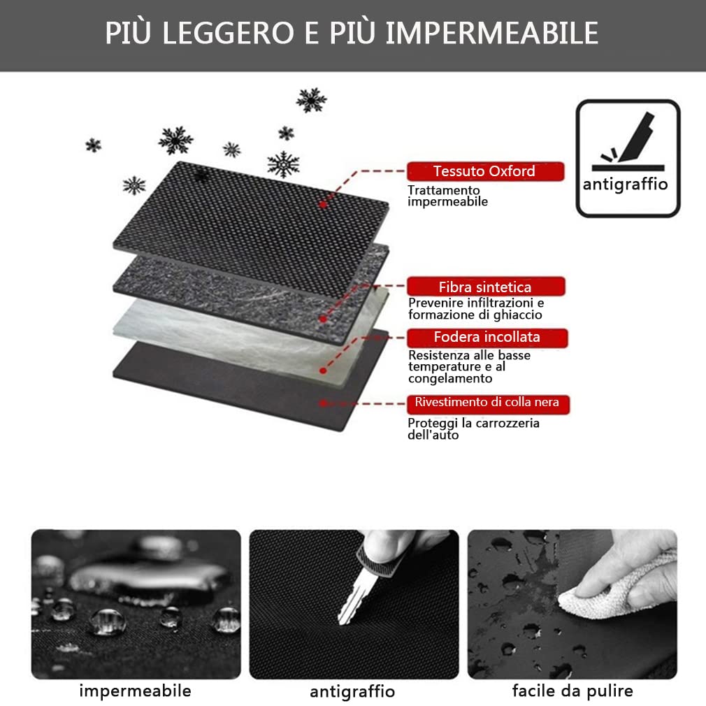 Copertura per Parabrezza per Auto,Protezione Parabrezza Antighiaccio,Visiera,Protezione per Neve,Ghiaccio,UV e Gelo,Tessuto Oxford,Facile da Installare-Universal Square