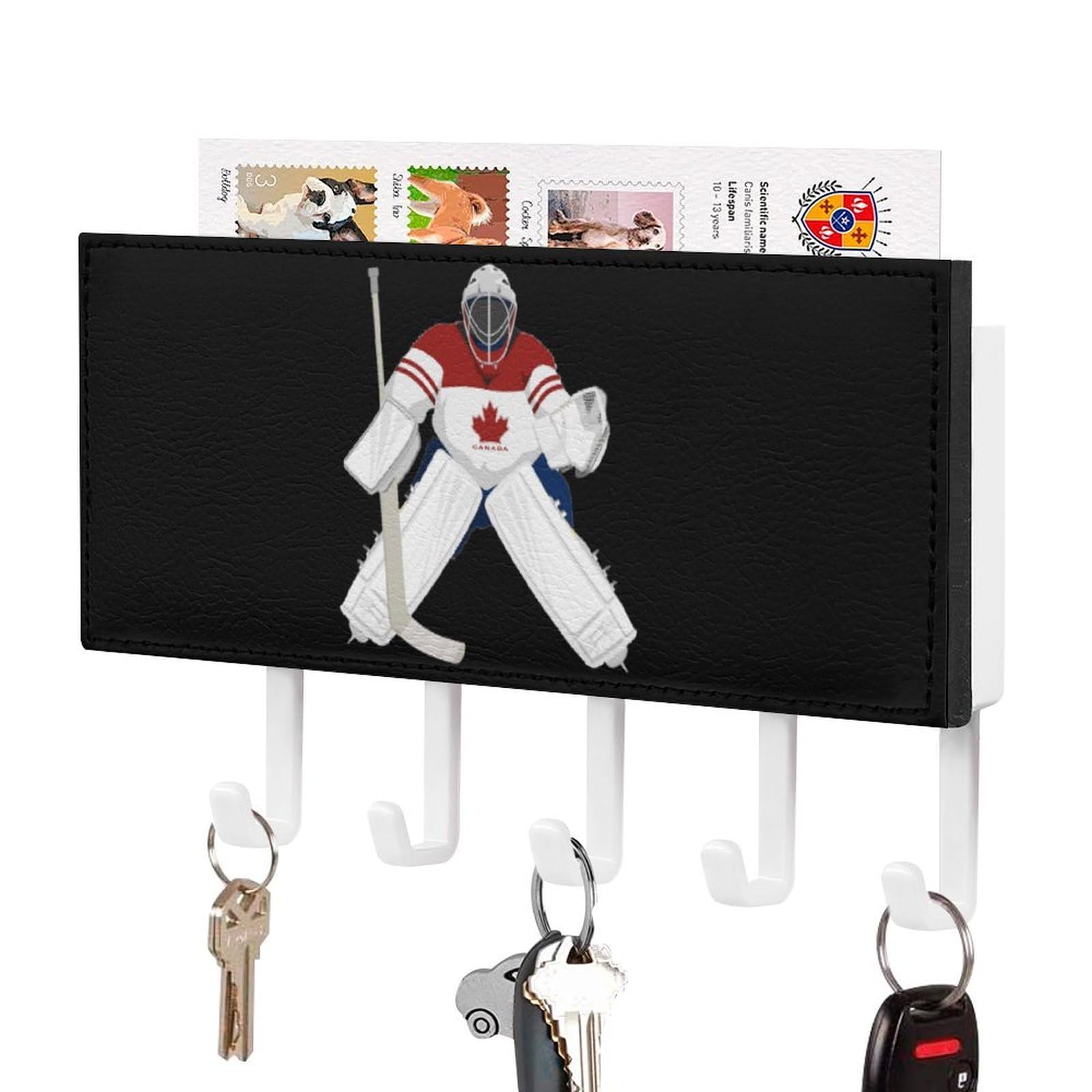 NCLQVJXZKHW Ice Hockey Goalkeeper Key Holder with 5 Hooks Key Hooks Wall Mounted Key Racks Key Hanger Organiser Shelf