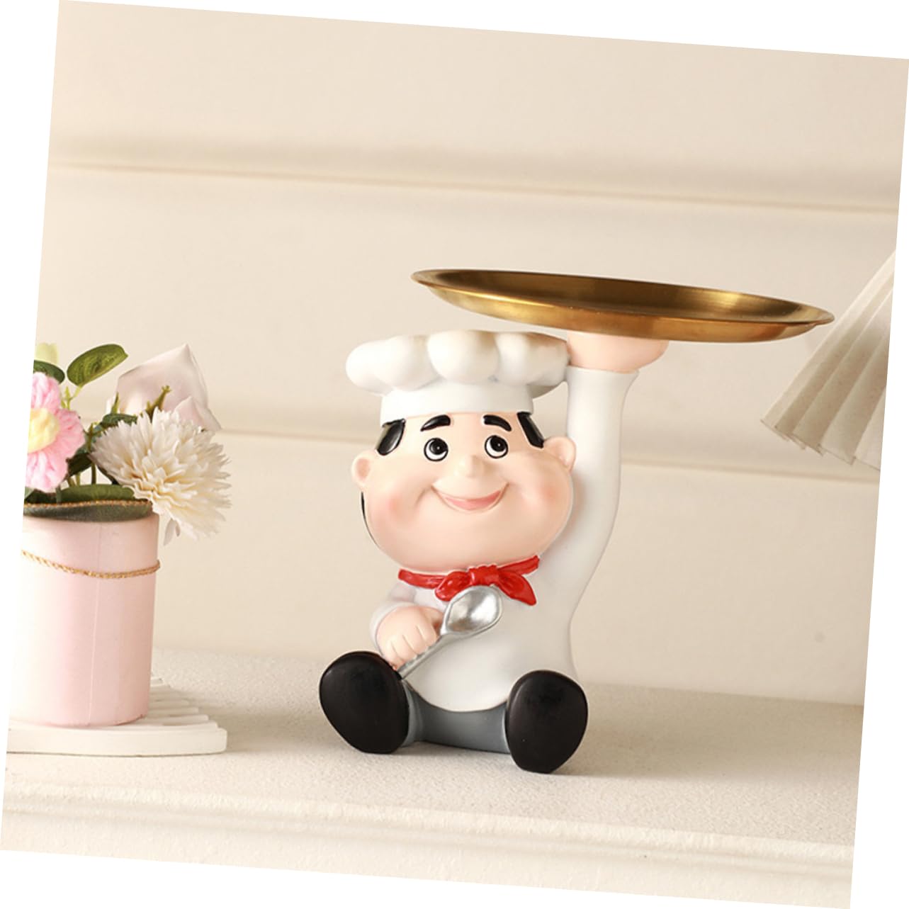 Alipis Vassoio Portaoggetti in Resina Robusta Con Statua Di Chef Porta Chiavi Porta Gioielli Per Soggiorno O Cucina.