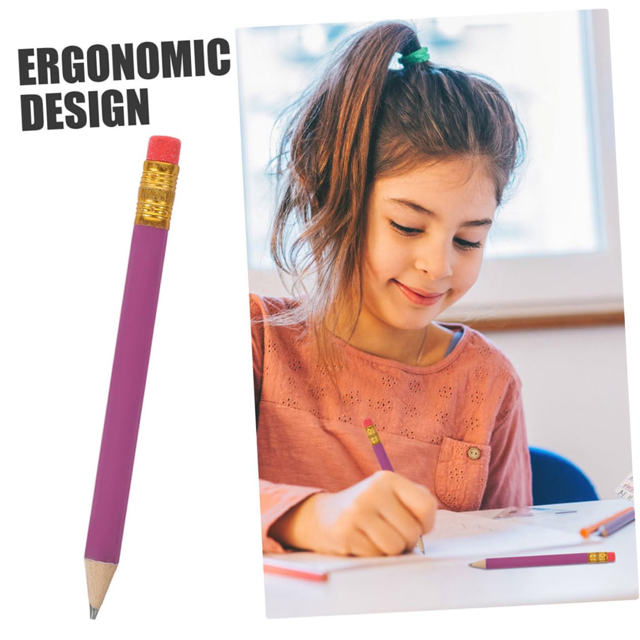 110 Matite HB Pretemperate Con Gomma, 10 Cm, Ergonomiche Per Bambini E Studenti, Ufficio