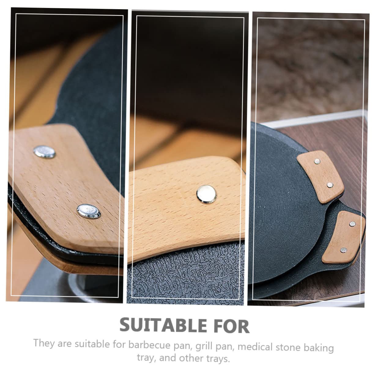 BESTonZON 3paia Maniglie Legno Resistenti Al Calore Per Padelle Di Coperture Antiscottatura Per Maniglie Di Padelle Accessori Per Cucina Per Ghisa e Inossidabile