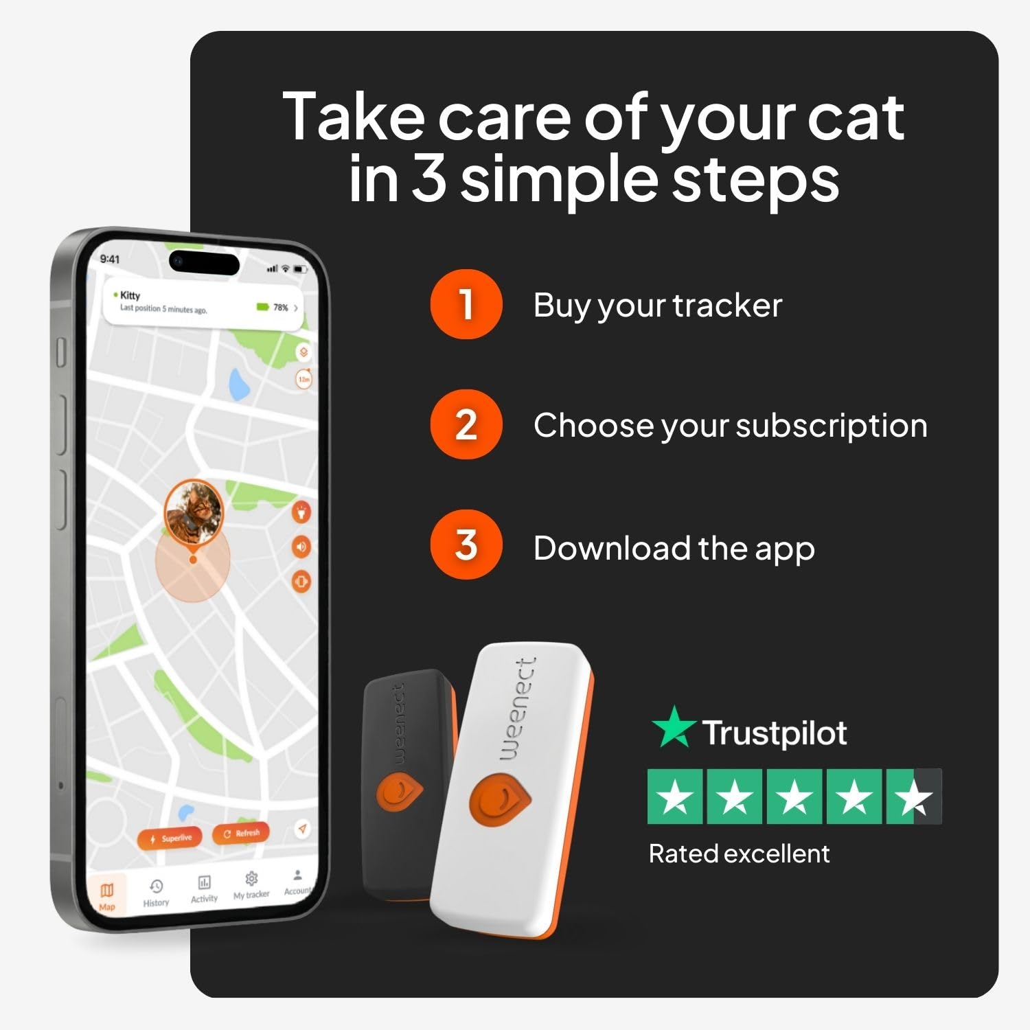 Weenect Cat XS - GPS Tracker for Cats | Real-time GPS Tracking | Smallest Model on The Market | Operates with a Subscription | Collar Included - image 6