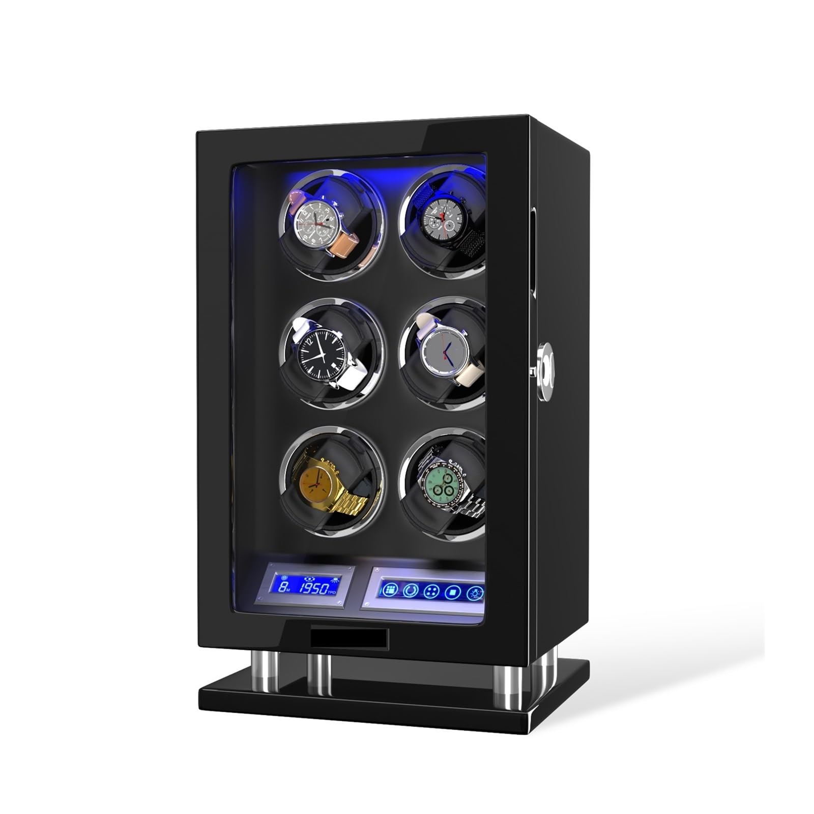 Cassaforte per chiavi da esterno, Avvolgitore Automatico For Orologi Con Sblocco E Impronte Digitali Con Slot 3/4/6/8/12 Touchscreen Telecomando Cassaforte For Orologi Con Motore ,per la scuola di gar