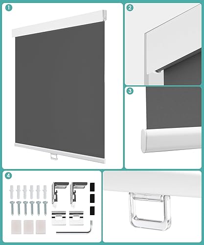 Miniatura 7 de BlinDecor Persianas enrollables opacas para ventanas, 35 x 72 pulgadas, para dormitorio interior, persianas enrollables sin cordón con protección UV