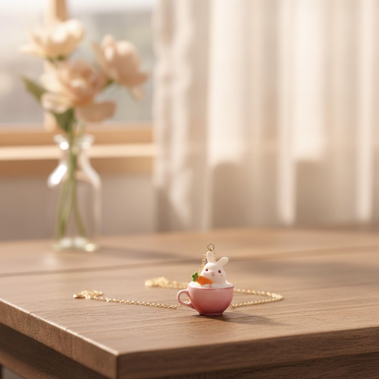 Ciondolo con Coniglio in una Tazza Carino Ciondolo a Forma di Coniglio Mini Pendenti per Ragazze, Collezionisti, Uso Quotidiano, style to 2