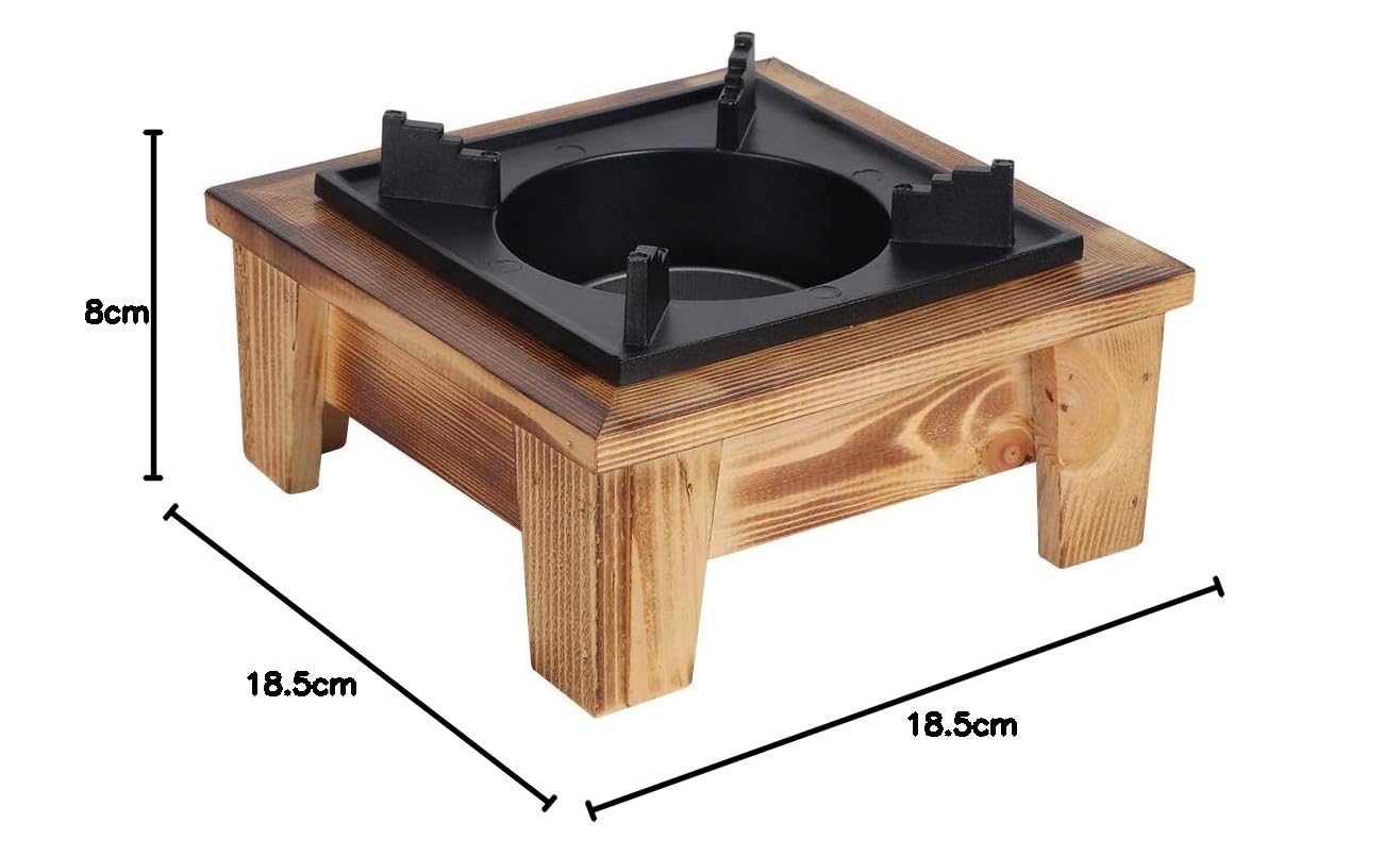 Tragbarer Spirituskocher mit Holzsockel, 7.3 * 7.3" Alkohol-Grill, BBQ-Holzkohlegrill, Square Barbecue Grill, Küchenutensil Für Picknicks im Freien