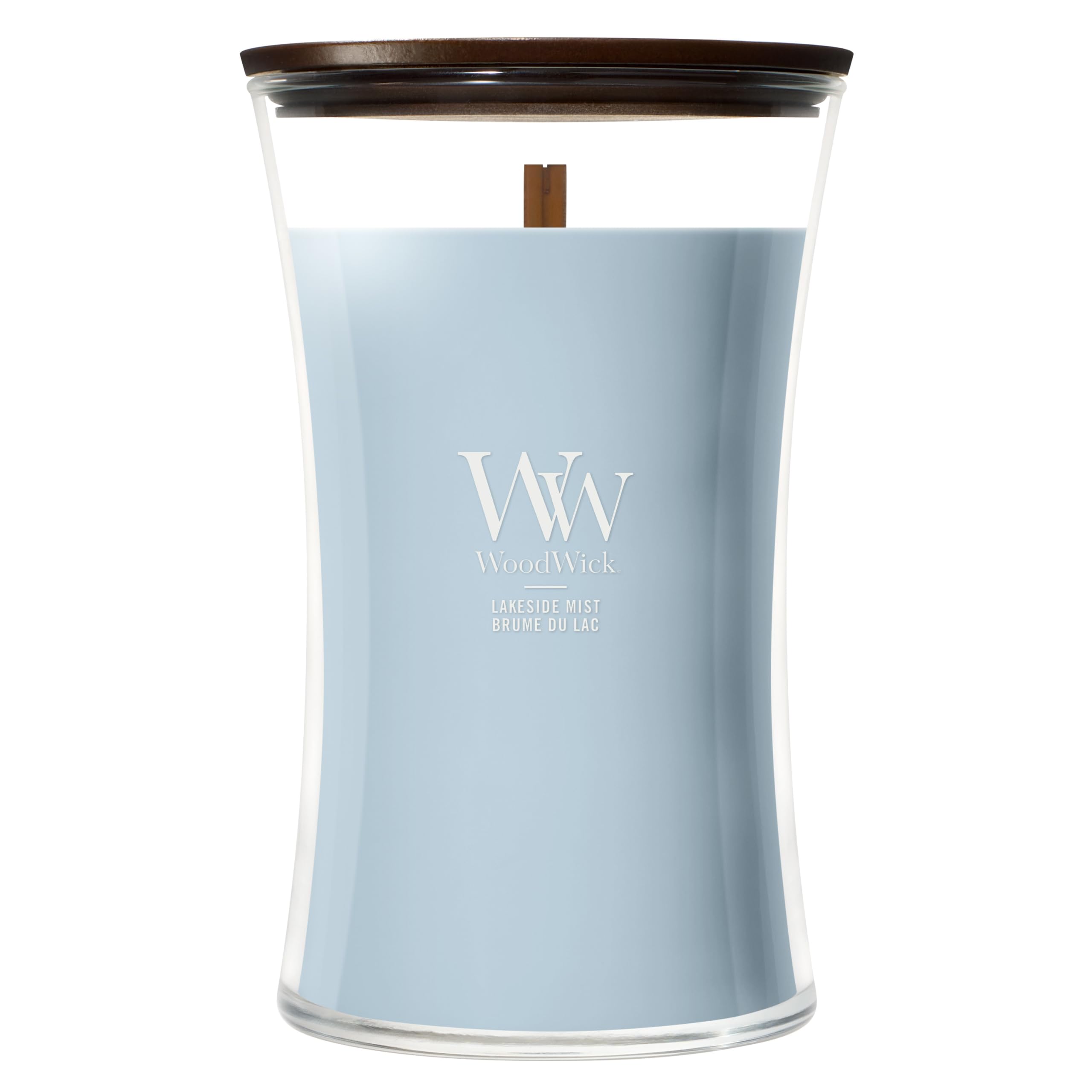 WoodWick Bougie parfumée | Grande bougie sablier | Brume du lac | Cadeaux parfaits pour femmes