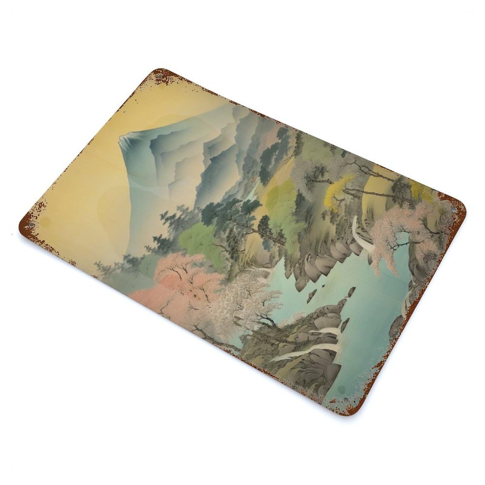 Rust Effect Lost in The Mountains Rusty Metal Tin Sign 11.8"x7.9", Old School Wall Decor for Pub, Kitchen And Man Cave Decor