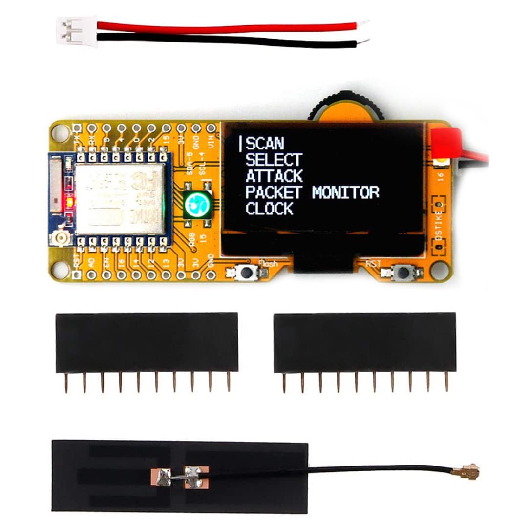 Test WiFi DeAuther ESP8266 Tablero de Desarrollo programable con Software de Pantalla OLED de 1.3 Pulgadas a Bordo de la Antena 2dB ESP8266 WiFi DeAuther111