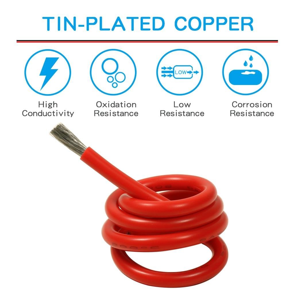 BNTECHGO Bobine de fil de silicone de calibre 8, 6 m, bleu, flexible, 8 AWG, fil de cuivre étamé tressé
