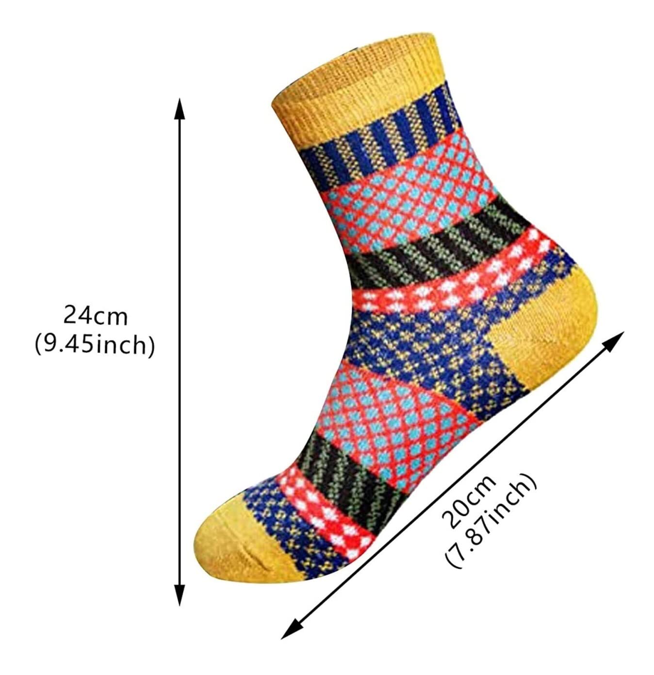 Calcetines Cómodos 5 Pares De Calcetines Estilo Vintage Para Mujeres Y Hombres, Nórdicos Punto Lana Gruesa Clásicos Cálidos Suaves Reforzada