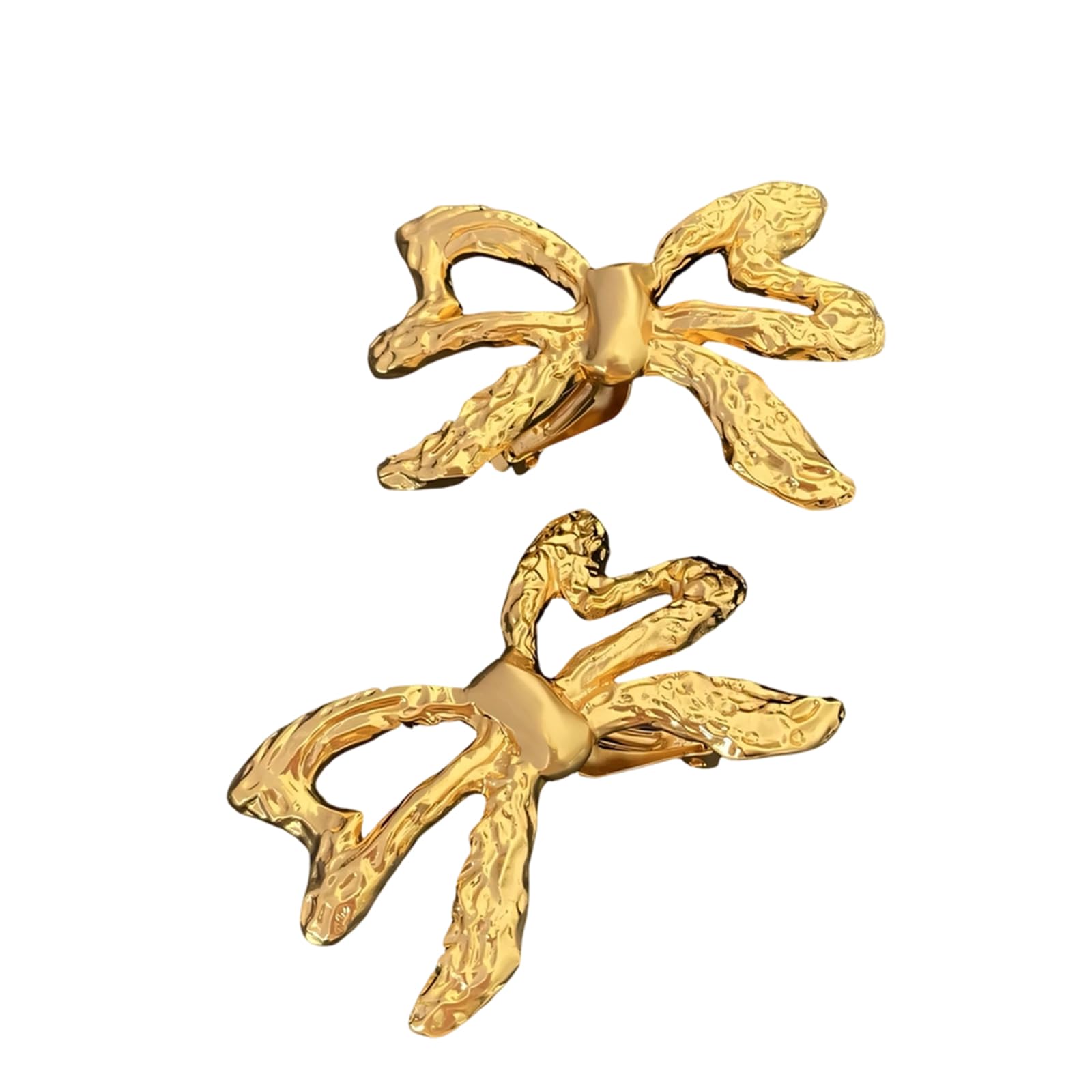 Orecchini a clip minimalisti a forma di fiocco, da donna, realizzati in robusto rame, orecchini tradizionali con design curvato