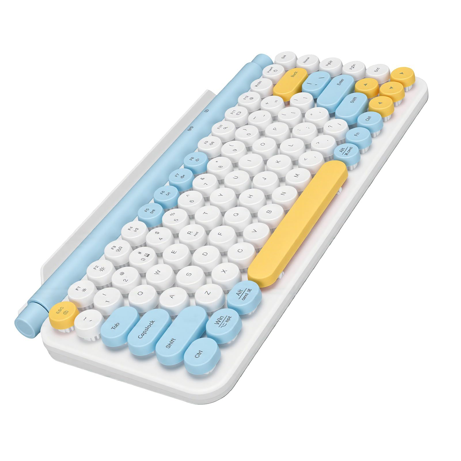 Teclado Inalámbrico de Modo Dual Bluetooth 5.0 con Soporte (Azul
