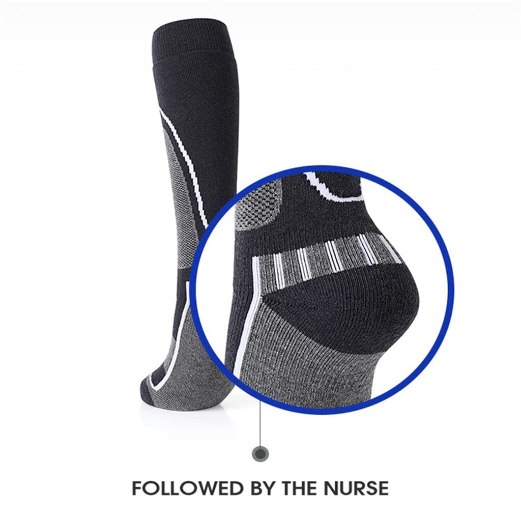 1 Paar Skisocken, Wolle, dick, thermisch, kniehoch, Winter, Snowboard, Sportsocken, Outdoor-Wandersocken (EU 35–39))