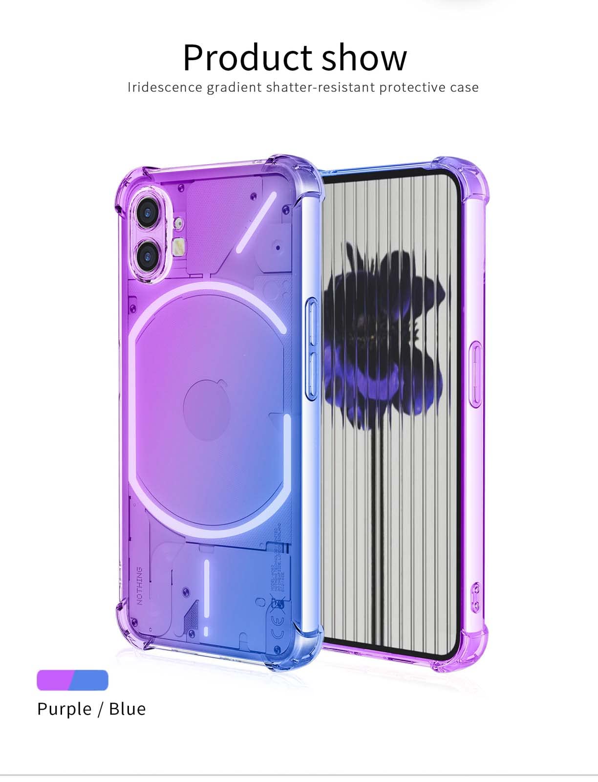 GOKEN Cover per Oppo Reno 10 5G / Reno 10 PRO 5G, Silicone TPU a Gradiente Colori Custodia, Soft Rubber Protettiva Case, Antiurto Antiscivolo Protezione Shell, Rosa/Verde