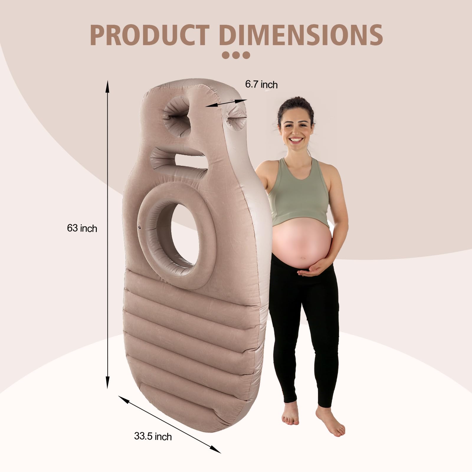 Toggloo Inflatable Pregnancy Pillow, Full Body Maternity Airbed/Float with Hole for Tummy, The Best Pregnancy Pillow for Sleeping Prone, Maternity Pillow and Pregnancy Must Haves, Gray 4