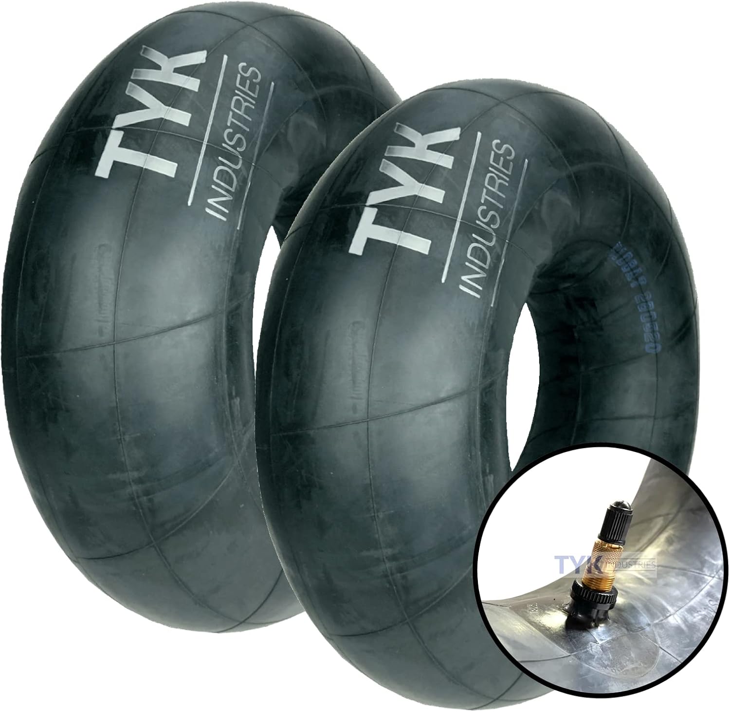 Two 15inch/16inch 11L-15, 11L-16 Farm Tractor Implement Tire Inner Tubes with TR218 Valve Stems for Use with Air or Liquid by TYK Industries
